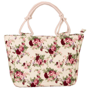 Ladies Flower Printing Canvas Graffiti Shoulder Bag Fashion Folding Women