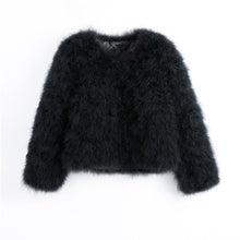 Load image into Gallery viewer, Pudi women candy color Ostrich real  fur coat lady Turkey hair casual short jacket