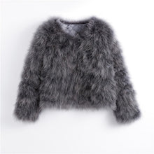 Load image into Gallery viewer, Pudi women candy color Ostrich real  fur coat lady Turkey hair casual short jacket