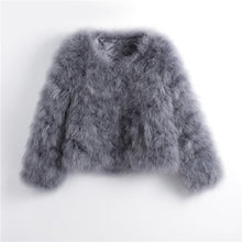 Load image into Gallery viewer, Pudi women candy color Ostrich real  fur coat lady Turkey hair casual short jacket