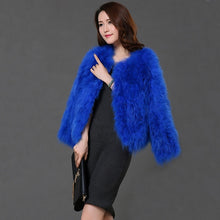 Load image into Gallery viewer, Pudi women candy color Ostrich real  fur coat lady Turkey hair casual short jacket