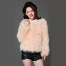 Load image into Gallery viewer, Pudi women candy color Ostrich real  fur coat lady Turkey hair casual short jacket