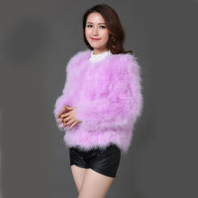 Load image into Gallery viewer, Pudi women candy color Ostrich real  fur coat lady Turkey hair casual short jacket