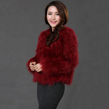 Load image into Gallery viewer, Pudi women candy color Ostrich real  fur coat lady Turkey hair casual short jacket