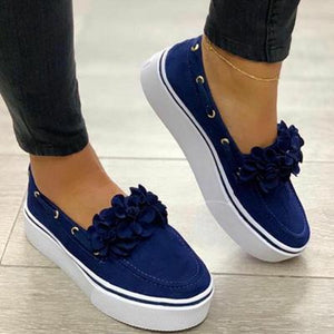 2019  Shoes Platform Sneakers Slip On Flats Leather Suede Ladies Loafers Casual Floral Shoes