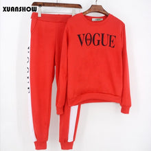 Load image into Gallery viewer, 2019 Winter Women&#39;s Suit VOGUE Letter Printed 0-Neck Sweatshirt Long Pant 2 Piece Set