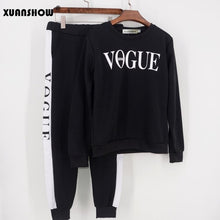 Load image into Gallery viewer, 2019 Winter Women&#39;s Suit VOGUE Letter Printed 0-Neck Sweatshirt Long Pant 2 Piece Set