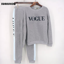 Load image into Gallery viewer, 2019 Winter Women&#39;s Suit VOGUE Letter Printed 0-Neck Sweatshirt Long Pant 2 Piece Set