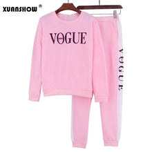 Load image into Gallery viewer, 2019 Winter Women&#39;s Suit VOGUE Letter Printed 0-Neck Sweatshirt Long Pant 2 Piece Set