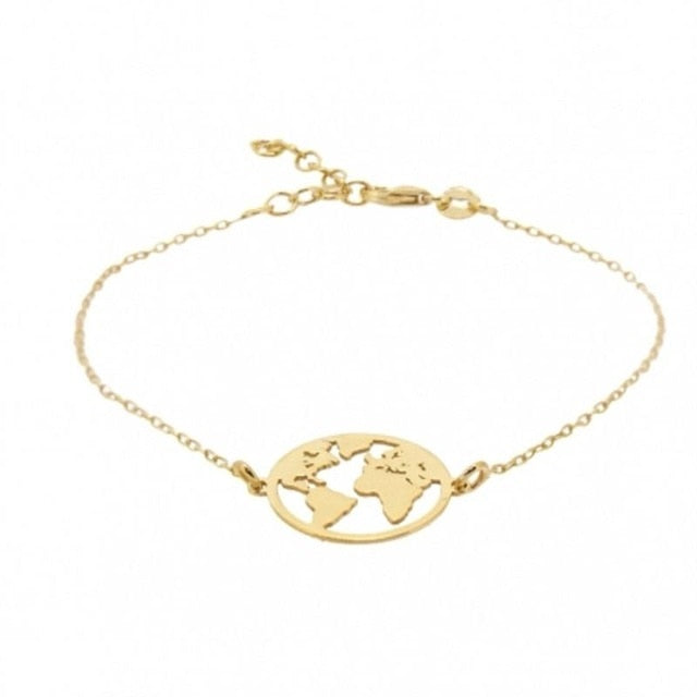 Bracelets For Women Travel Jewellery Rose Gold Chain Friendship Sister Gifts Globe Bracelet