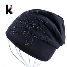 Load image into Gallery viewer, Female Caps Hip-hop Cap Flower Rhinestone Hats For  Womens Skullies