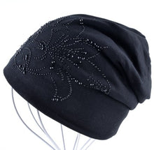 Load image into Gallery viewer, Female Caps Hip-hop Cap Flower Rhinestone Hats For  Womens Skullies