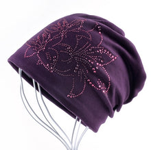 Load image into Gallery viewer, Female Caps Hip-hop Cap Flower Rhinestone Hats For  Womens Skullies