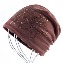 Load image into Gallery viewer, Female Caps Hip-hop Cap Flower Rhinestone Hats For  Womens Skullies