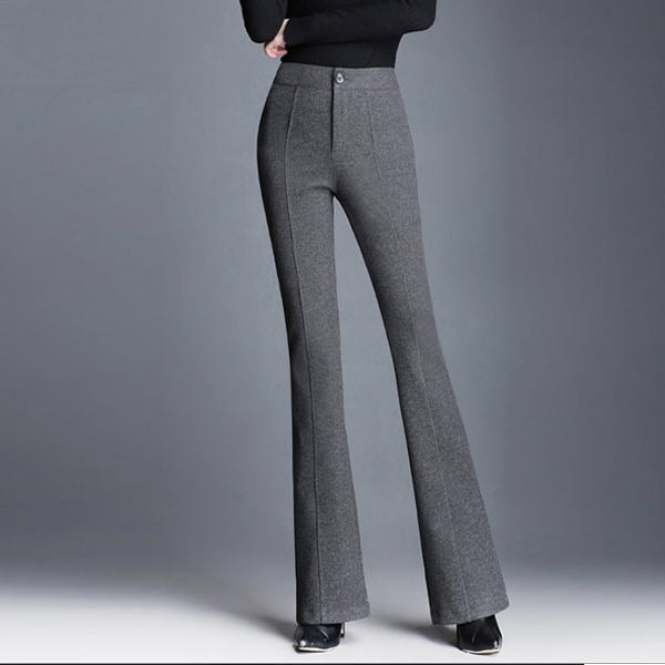 Women 2018 Street Wear Solid Colors High Waist Trousers Ladies Casual Warm Autumn Winter