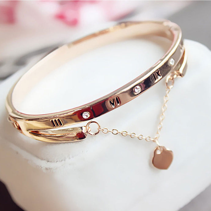 Rose Bracelets Bangles Female Heart Forever Love Charm Bracelet for Woman Couple Gift