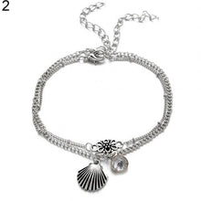 Load image into Gallery viewer, Women Ankle Chain Bracelet Anklet  Pendant Flower Carved Openwork Double Anklet