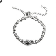 Load image into Gallery viewer, Women Ankle Chain Bracelet Anklet  Pendant Flower Carved Openwork Double Anklet