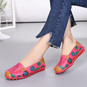 Ladies Shoes Genuine Leather Sneakers Women Loafer Round Toe Fashion Women