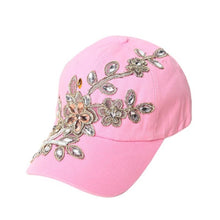 Load image into Gallery viewer, Fashion Hats For Women Female Flower Rhinestone Denim Cap 2018