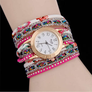 Women watch fashion quartz colorful flower Wristwatch Bracelet female watches 2017