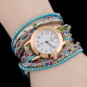 Women watch fashion quartz colorful flower Wristwatch Bracelet female watches 2017