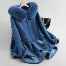 Load image into Gallery viewer, women&#39;s  genuine wool fur with real fox collar coat lady coat jacket