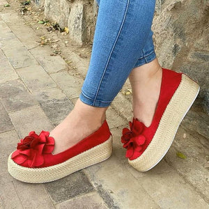 2019  Shoes Platform Sneakers Slip On Flats Leather Suede Ladies Loafers Casual Floral Shoes