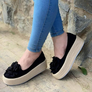 2019  Shoes Platform Sneakers Slip On Flats Leather Suede Ladies Loafers Casual Floral Shoes