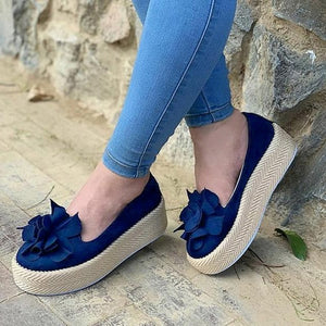 2019  Shoes Platform Sneakers Slip On Flats Leather Suede Ladies Loafers Casual Floral Shoes