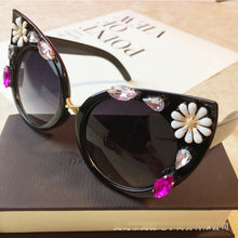 Load image into Gallery viewer, New Flower Cat Eye Sunglasses Luxury Women Sun Glasses Beach Crystal Rhinestone Eyewear Sunglasses