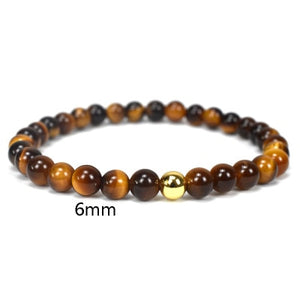 Bracelet Pierre Naturelle Titanium Steel Gold 6mm Beads  Mens Bracelets Couple Bracelet  2019