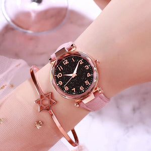 Sky Watch Ladies Wristwatches Geometry Crystal Casual Flower