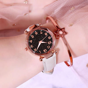 Sky Watch Ladies Wristwatches Geometry Crystal Casual Flower