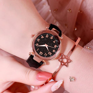 Sky Watch Ladies Wristwatches Geometry Crystal Casual Flower