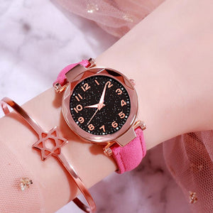 Sky Watch Ladies Wristwatches Geometry Crystal Casual Flower