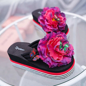 Flower Shoes ladies dames Slippers Women Pink Slide Sandals