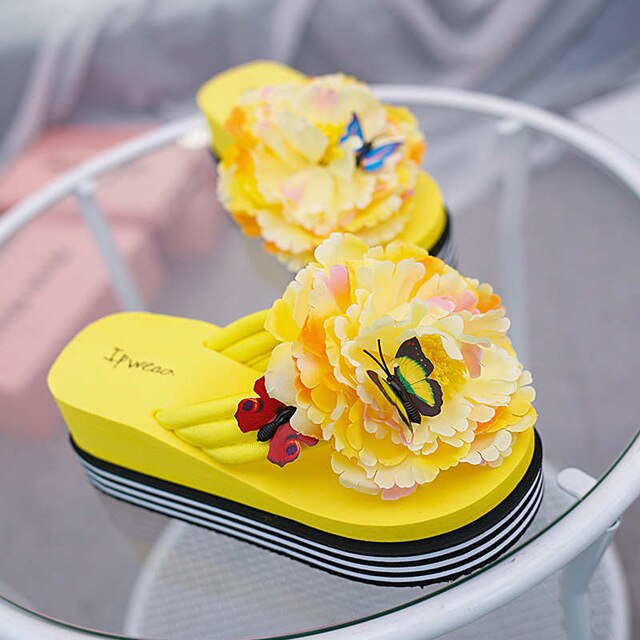 Flower Shoes ladies dames Slippers Women Pink Slide Sandals