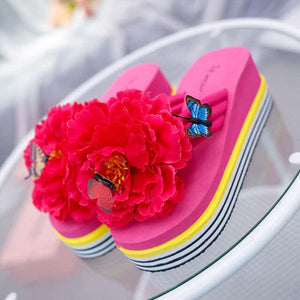 Flower Shoes ladies dames Slippers Women Pink Slide Sandals