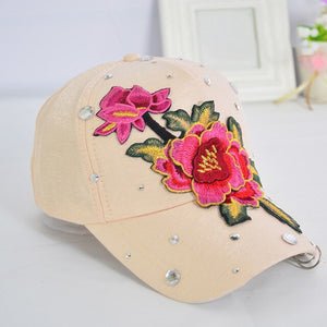 New Rose Flower Embroidered Dad Hat Women Adjustable Cotton Floral