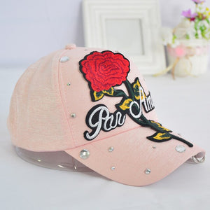 New Rose Flower Embroidered Dad Hat Women Adjustable Cotton Floral