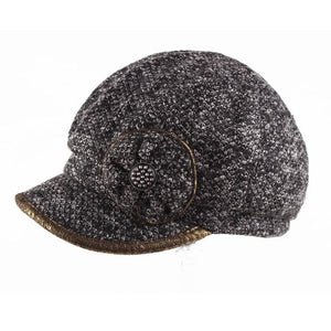 Flower Knitted Octagonal Cap Women Autumn Winter Hats Ladies