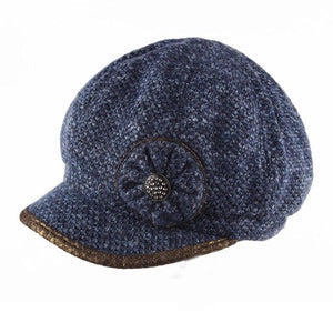 Flower Knitted Octagonal Cap Women Autumn Winter Hats Ladies