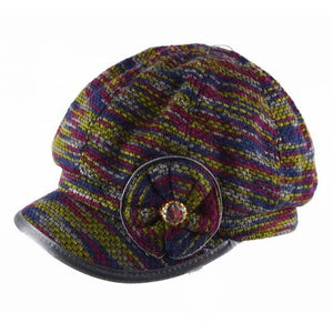 Flower Knitted Octagonal Cap Women Autumn Winter Hats Ladies