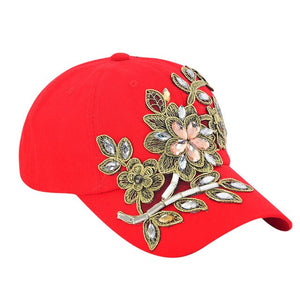 Women Fashion Adjustable Flower  Baseball Mesh Cap Hat Dad Hat Baseball Hip Hop Caps Summer Women