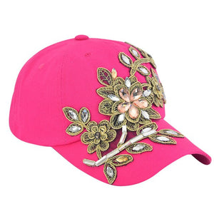 Women Fashion Adjustable Flower  Baseball Mesh Cap Hat Dad Hat Baseball Hip Hop Caps Summer Women