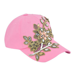 Women Fashion Adjustable Flower  Baseball Mesh Cap Hat Dad Hat Baseball Hip Hop Caps Summer Women