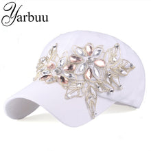 Load image into Gallery viewer, Cap with Rhinestone women casual snapback hat for flower new fashion solid summer