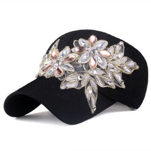 Load image into Gallery viewer, Cap with Rhinestone women casual snapback hat for flower new fashion solid summer