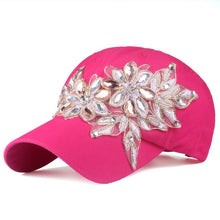 Load image into Gallery viewer, Cap with Rhinestone women casual snapback hat for flower new fashion solid summer